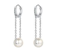 Pendientes, pendientes de plata con forma for mujer, pendientes colgantes, plata de ley 925, circonitas(Silver)