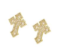 Pendientes pequeños con símbolos religiosos, elegantes diamantes de imitación, crucifijo, accesorios para las orejas, accesorios informales o formales, pendientes de cobre ligeros