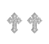 Pendientes pequeños con símbolos religiosos, elegantes diamantes de imitación, crucifijo, accesorios para las orejas, accesorios informales o formales, pendientes de cobre ligeros
