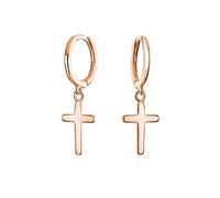 Pendientes Pequeños De Aro Con Cruz Religiosa Colgante Y Sencilla Para Mujeres Hombres Y Adolescentes Bañados En Oro Rosa Y Fabricados En Plata Esterlina .925