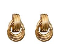 Pendientes pequeños de aro dorados y plateados, diseño geométrico, accesorio de joyería portátil para mujeres de moda, estilo moderno, aretes de moda, talla única, como se describe, como se describe
