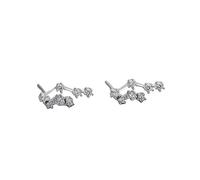 Pendientes Pequeños De Plata De Ley 925 con Circonita Cúbica para Mujer, con Diseño De Cáncer, Horóscopo Del Zodiaco, 12 Constelaciones, Astrología, Cartílago, para Dormir, Joyería para Mam