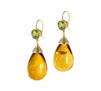Pendientes Peridot imitación ámbar aretes colgantes bohemio pendientes de caída