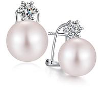 Pendientes Perla Mujer Plata de Ley 925 Blancos Perlas Pendientes de Botón Perlas Regalos de Joyería para Madre y Esposa Novias 13 mm