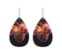 Pendientes personalizados de acrílico con forma de gota impresa en forma de corazón rosa, adecuados para llevar en varias ocasiones, talla única, Acrílico