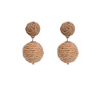 Pendientes Personalizados para Mujeres Boho Hecha a Mano Paja de Paja aretes geométricos Rafia Pendientes Colgantes para Mujeres Pendientes de uñas de joyería de Playa de Verano para Mujeres