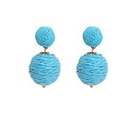 Pendientes Personalizados para Mujeres Boho Hecha a Mano Paja de Paja aretes geométricos Rafia Pendientes Colgantes para Mujeres Pendientes de uñas de joyería de Playa de Verano para Mujeres