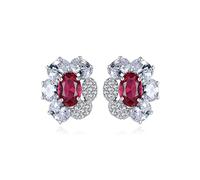 Pendientes,piedras preciosas, Pendientes de plata de ley 925 con forma de granate, regalos de cumpleaños(Red)