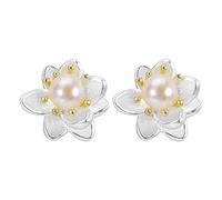 Pendientes Plata,Vintage Lotus Con Incrustaciones De Perlas De Imitación Étnicas Hipoalergénicas S925 Pendientes De Plata Esterlina Pendientes Exquisita Joyería Para Mujeres Hombres Niñas Casar