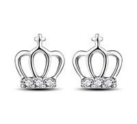 Pendientes Princess Cruz en forma de corona Pendientes de botón Temperamento Mini pendientes Joyas brillantes Regalo para mujer Chica Elegante y popularEs hermoso y fácil de usar.