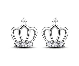 Pendientes Princess Cruz en forma de corona Pendientes de botón Temperamento Mini pendientes Joyas brillantes Regalo para mujer Chica Elegante y popularEs hermoso y fácil de usar.