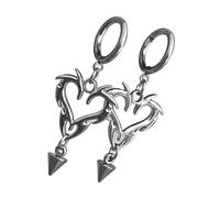 Pendientes punk con forma de corazón con llamas, accesorios para las orejas de acero inoxidable, joyería única para mujeres y niñas, Pendientes con llamas de acero inoxidable