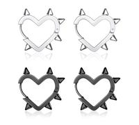 Pendientes punk grunge, juego de aretes góticos de aro con forma de corazón, aretes punk vintage para mujer, accesorios emo Y2K, aretes góticos, joyería de Año Nuevo, regalos de joyería de Navidad