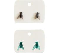 Pendientes realistas de mosca, mini aretes de mosca personalizados, aretes de animales simulados de broma, joyería divertida de insectos para Halloween, fiesta de disfraces, talla única, Resina, Sin