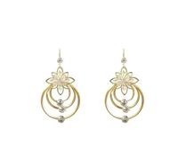Pendientes rectangulares para mujer, chapados a la moda, geométricos, multicapa, círculo, flor, corazón, aretes de gota para mujer, One Size, Aleación de aluminio, Sin piedra preciosa