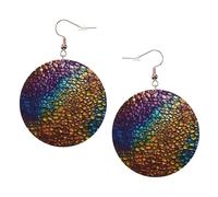Pendientes redondos clásicos con estampado de piel de serpiente para mujer, 1 par de aretes perforados de cuero ligero, joyería de moda para mujeres y niñas, One Size, Poliéster