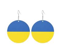Pendientes redondos de acrílico con bonito estampado de bandera de Ucrania, ligeros, a la moda, aretes colgantes redondos, talla única, Acrílico, Sin piedra preciosa