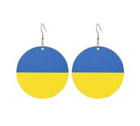 Pendientes redondos de acrílico con bonito estampado de bandera de Ucrania, ligeros, a la moda, aretes colgantes redondos, talla única, Acrílico, Sin piedra preciosa