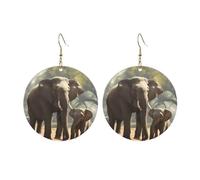 Pendientes redondos de acrílico con bonito estampado de elefante, ligeros, a la moda, redondos, Talla única, Acrílico, Sin piedra preciosa