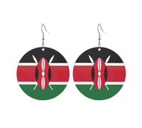 Pendientes redondos de acrílico con bonito estampado de la bandera de Kenia, ligeros, a la moda, aretes colgantes redondos, talla única, Acrílico, Sin piedra preciosa