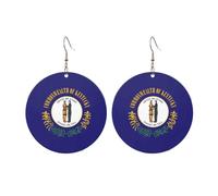 Pendientes redondos de acrílico con bonito estampado de la bandera del estado de Kentucky, ligeros, a la moda, aretes colgantes redondos, talla única, Acrílico, Sin piedra preciosa