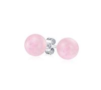 Pendientes Redondos De Bola De Cuarzo Rosa Claro De Piedras Semipreciosas Simples Para Mujeres Adolescentes. Plata Esterlina .925 De 8MM