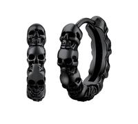 Pendientes Redondos de Cráneos Esqueléticos para Jovenes Aros Círculos Pequeños Acero Inoxidable 316L para Hombres Regalo Halloween