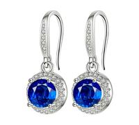 Pendientes redondos de cuatro piedras con gancho para la oreja de piedra, moissanita femenina, conocidos por su índice de refracción superior y colores ardientes. Los aretes con aretes llamativos