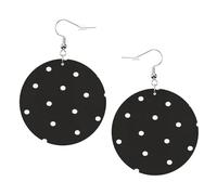 Pendientes redondos de cuero blanco y negro con lunares, accesorios diarios para trabajar en el trabajo, moda para mujer, talla única, Cuero sintético