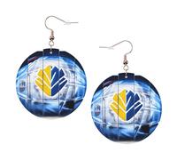 Pendientes redondos de cuero con patrón artístico de hockey sobre hielo, color para el día de San Valentín, festivales, actividades, moda para mujer, talla única, Cuero sintético