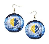 Pendientes redondos de cuero con patrón artístico de hockey sobre hielo, color para el día de San Valentín, festivales, actividades, moda para mujer, talla única, Cuero sintético