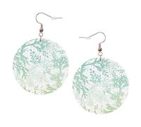 Pendientes redondos de cuero de algas marinas verdes, accesorios diarios para trabajar en el trabajo, moda para mujer, talla única, Cuero sintético