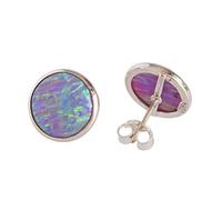Pendientes redondos de ópalo de fuego de plata de ley 925 de 11 mm, juego de bisel de cabujón de piedras preciosas brillantes, hechos a mano, joyería bohemia colorida regalo para mujer