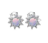 Pendientes redondos de ópalo de moda con corona de luz para mujer, aros pequeños y, talla única, Metal, Sin piedra preciosa