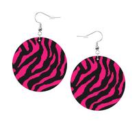 Pendientes redondos de piel con diseño de cebra, tigre, leopardo, color rojo, para el día de San Valentín, festivales, actividades, moda para mujer, talla única, Cuero sintético