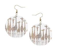 Pendientes redondos de piel con diseño de jirafas, accesorios diarios para trabajar en el trabajo, moda para mujer, talla única, Cuero sintético