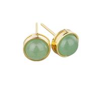 Pendientes redondos de plata con piedra natural, cuarzo rosa, ojo de tigre, piedra lunar, para mujer, 207. Cristal verde