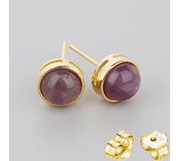 Pendientes redondos de plata con piedra natural, cuarzo rosa, ojo de tigre, piedra lunar, para mujer, 208. Amatista