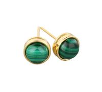 Pendientes redondos de plata con piedra natural, cuarzo rosa, ojo de tigre, piedra lunar, para mujer, 214. Malaquita
