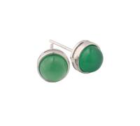 Pendientes redondos de plata con piedra natural, cuarzo rosa, ojo de tigre, piedra lunar, para mujer, 24. Calcedonia verde