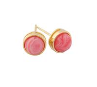 Pendientes redondos de plata con piedra natural, cuarzo rosa, ojo de tigre, piedra lunar, para mujer, Plata