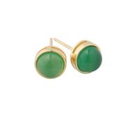 Pendientes redondos de plata con piedra natural de cuarzo rosa, ojo de tigre, piedra lunar para mujer, 224. Calcedonia verde