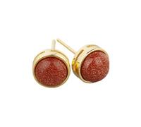 Pendientes redondos de plata con piedra natural de cuarzo rosa, ojo de tigre, piedra lunar para mujer, 204. Piedra arenisca roja