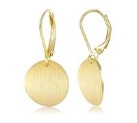 Pendientes redondos geométricos de gota dorado/plateado, diseño de disco, moneda plana, cepillada, para mujeres de moda, accesorios elegantes para mujer, talla única, como se describe, como se