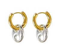 Pendientes redondos modernos de dos tonos dorados y plateados para un estilo versátil, accesorio personalizado y joyería de moda de expresión individual, talla única, como se describe, como se