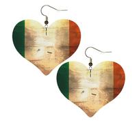 Pendientes retro con diseño de bandera irlandesa con diseño de corazón, ligeros, accesorios para mujer, perfectos para fiestas y día de San Valentín.
