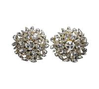 Pendientes retro redondos con clip for la oreja, personalizados, geométricos y con diamantes de imitación(Gold)