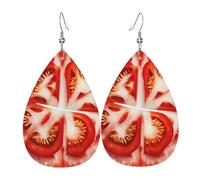 Pendientes Rodaja De Tomate, Pendientes De Mujer Largos De Cuero Ligeros Pendientes De Cuero Vintage Aretes Para Mujeres Niñas Día De La Madre