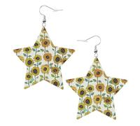 Pendientes románticos de cuero ligero con diseño de girasoles para mujer, accesorios de boda, diario, cumpleaños, talla única, Cuero sintético