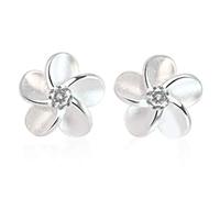 Pendientes S925 para mujeres/Pendientes de diamantes de flores de ciruela pequeñas/Pendientes de temperamento de moda